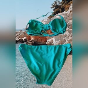 NWT JOE BOXER 2 PC TURQUOISE GREEN BIKINI SZ LG